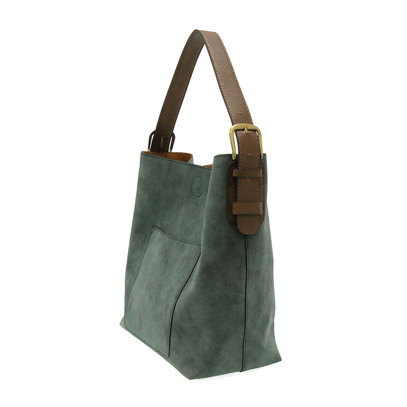 Rich Faux Suede Hobo Handbag Deep Teal
