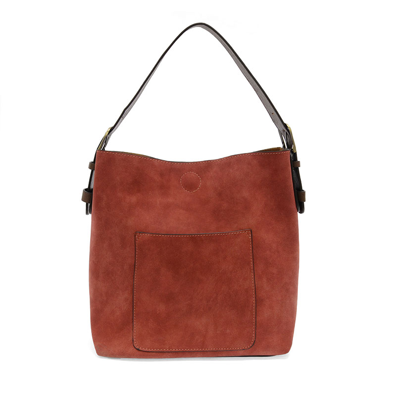 Rich Faux Suede Hobo Handbag Rust