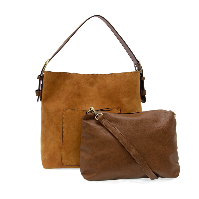 Rich Faux Suede Hobo Handbag Toffee