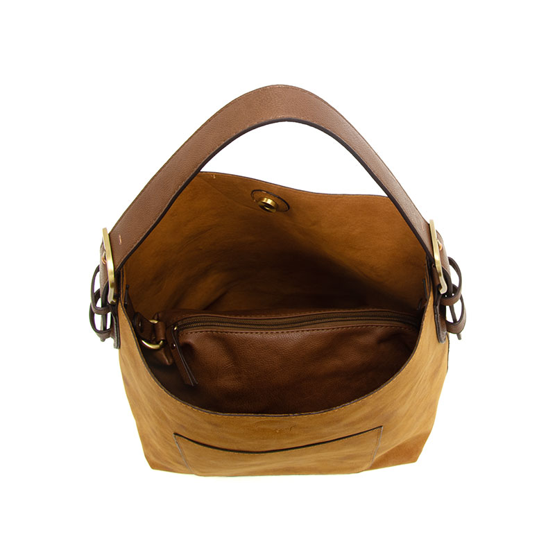 Rich Faux Suede Hobo Handbag Toffee
