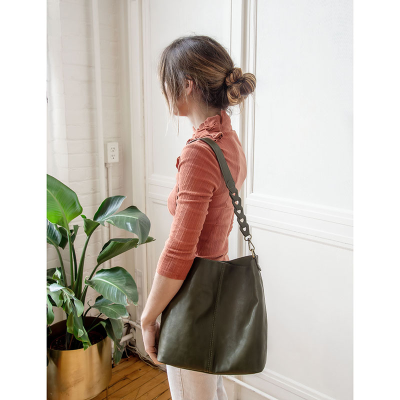 Tessa Convertible Hobo with Link Shoulder Strap in Olive