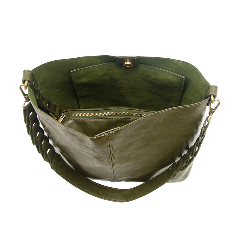 Tessa Convertible Hobo with Link Shoulder Strap in Olive