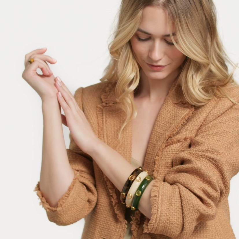 Julie Vos Carnaby Tortoiseshell & Stone Bangle