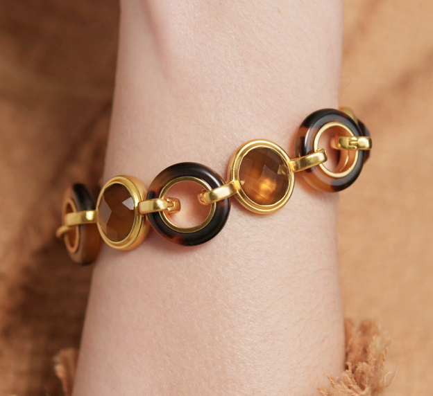 Julie Vos Carnaby Tortoiseshell & Stone Bracelet
