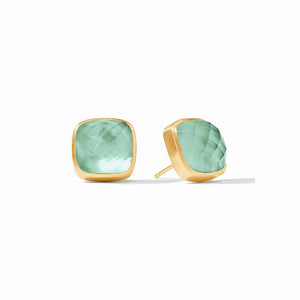 Julie Vos Catalina Stud Earrings with Iridescent Aquamarine Blue Gemstones