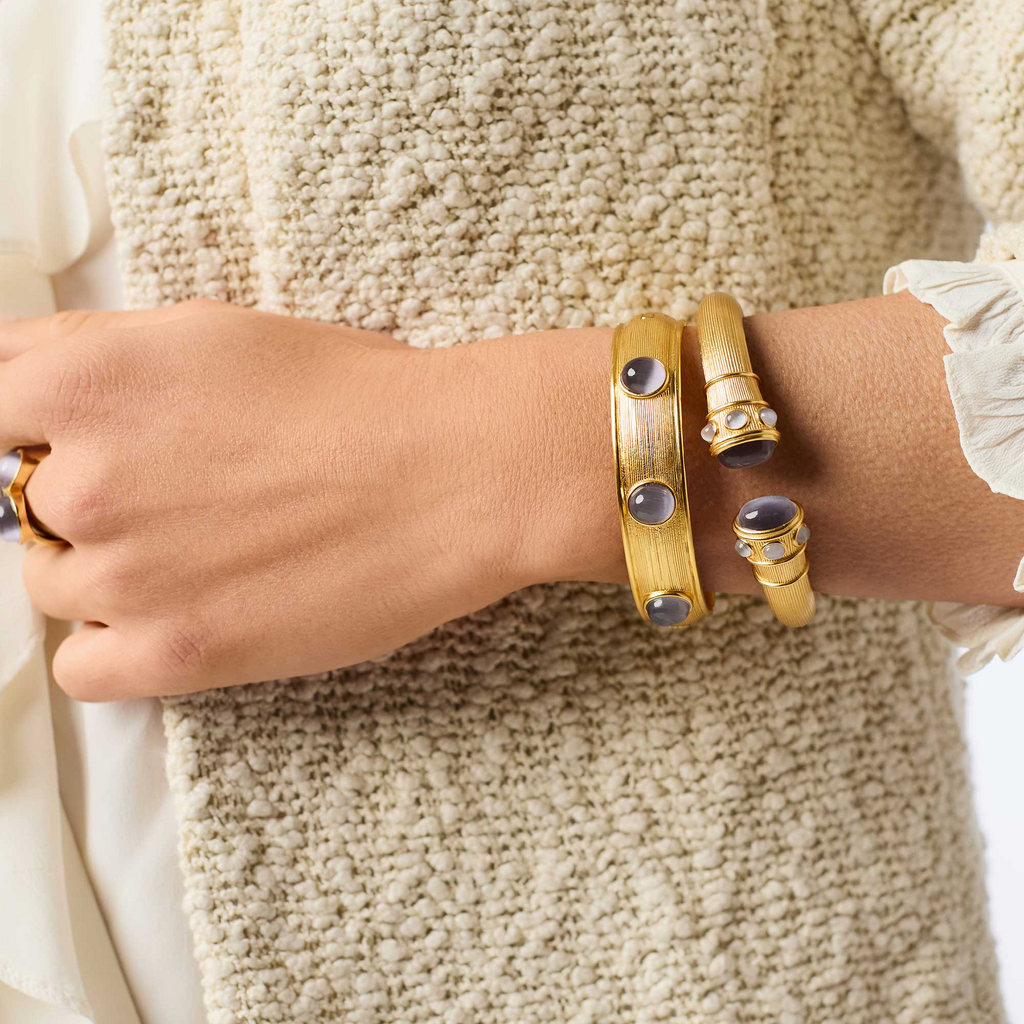 Julie Vos Cobblestone Demi Cuff Bracelet / Blue Cat's Eye