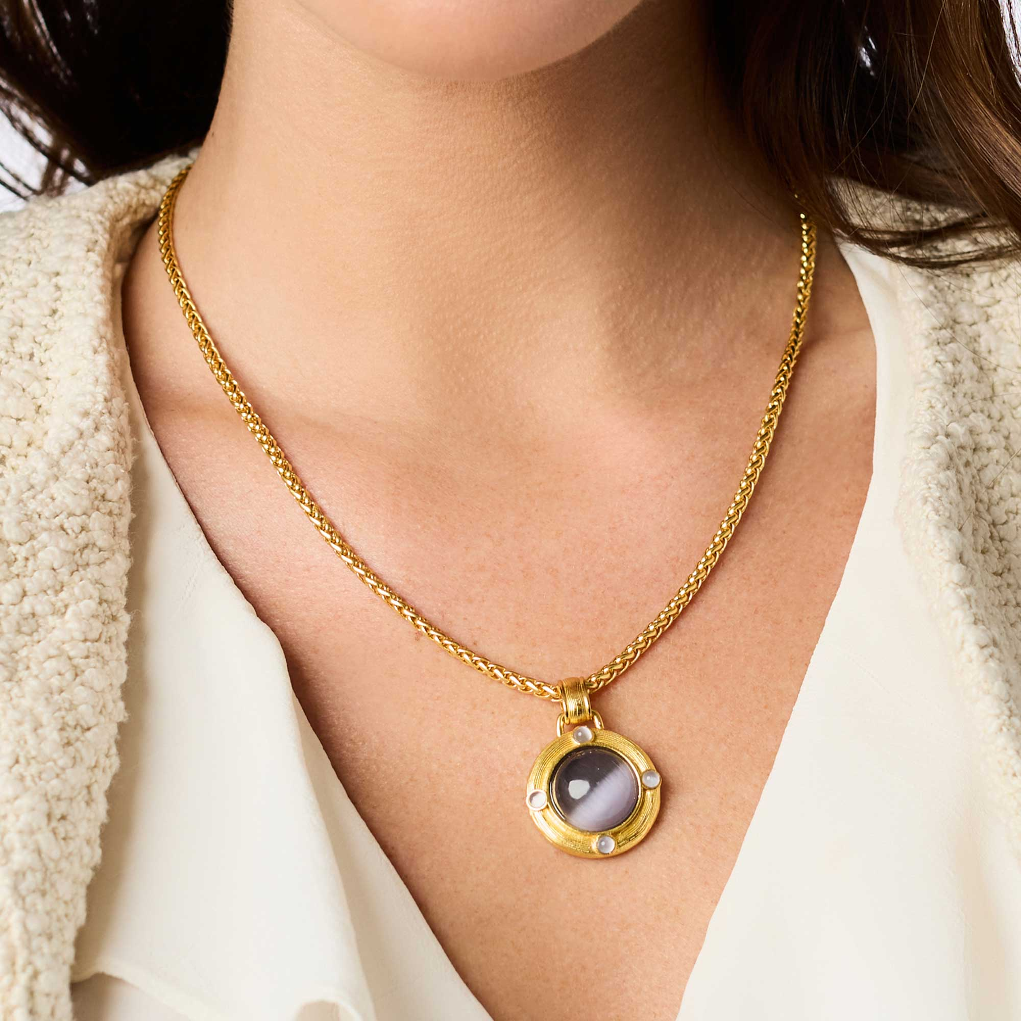 Julie Vos Cobblestone Demi Necklace / Blue Cat's Eye