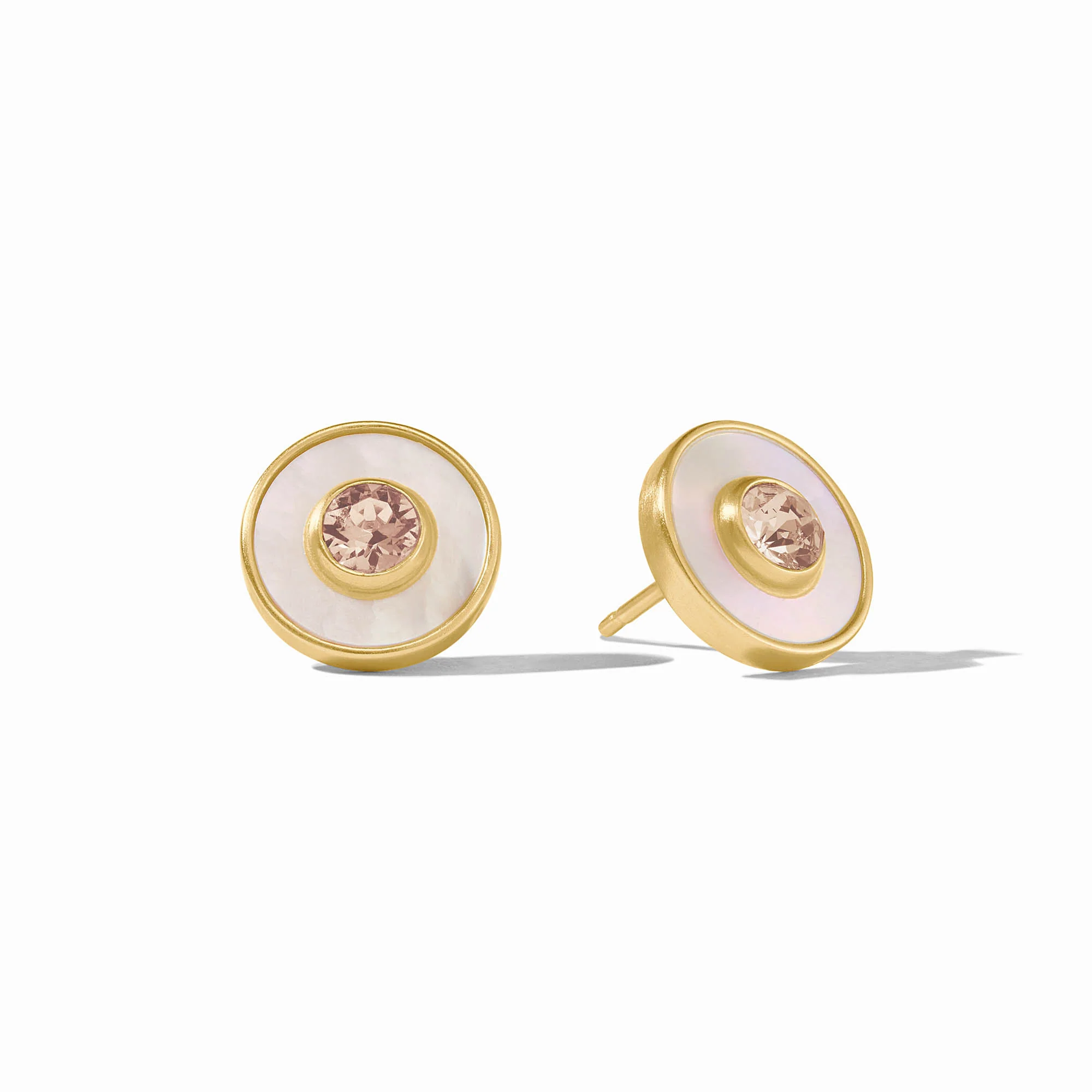 Julie Vos Colette Champagne Circle Stud Earrings