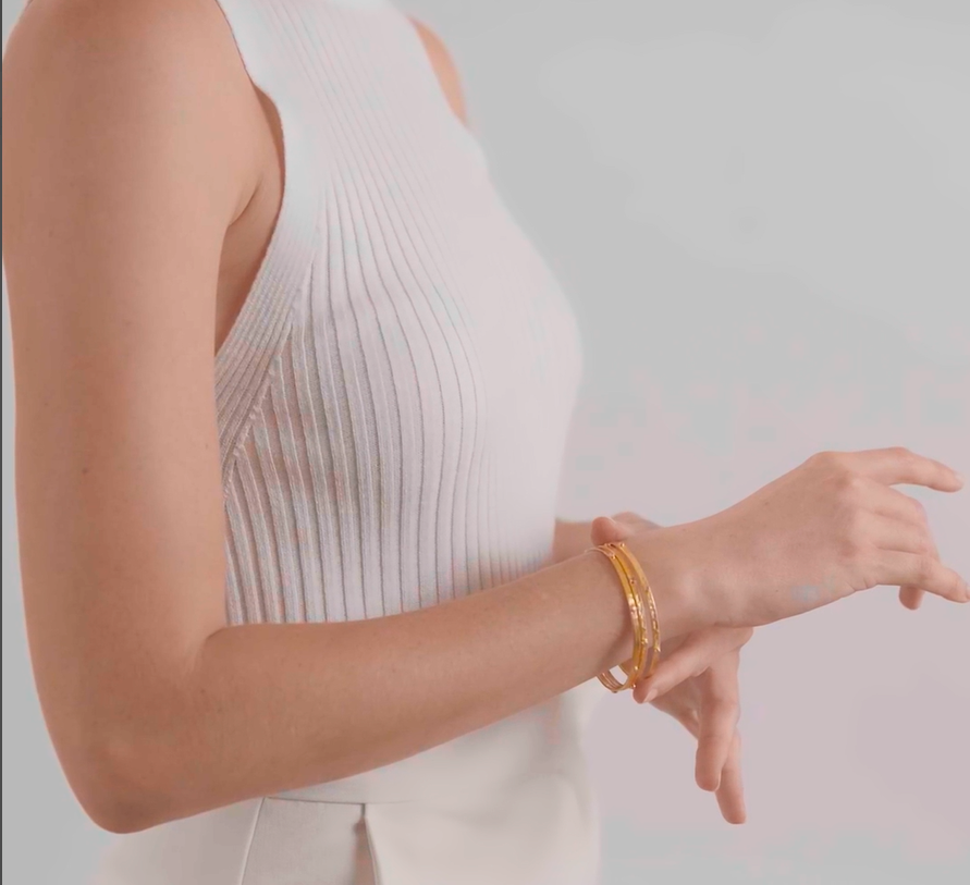 Julie Vos Crescent Stone Bangle / Cubic Zirconia