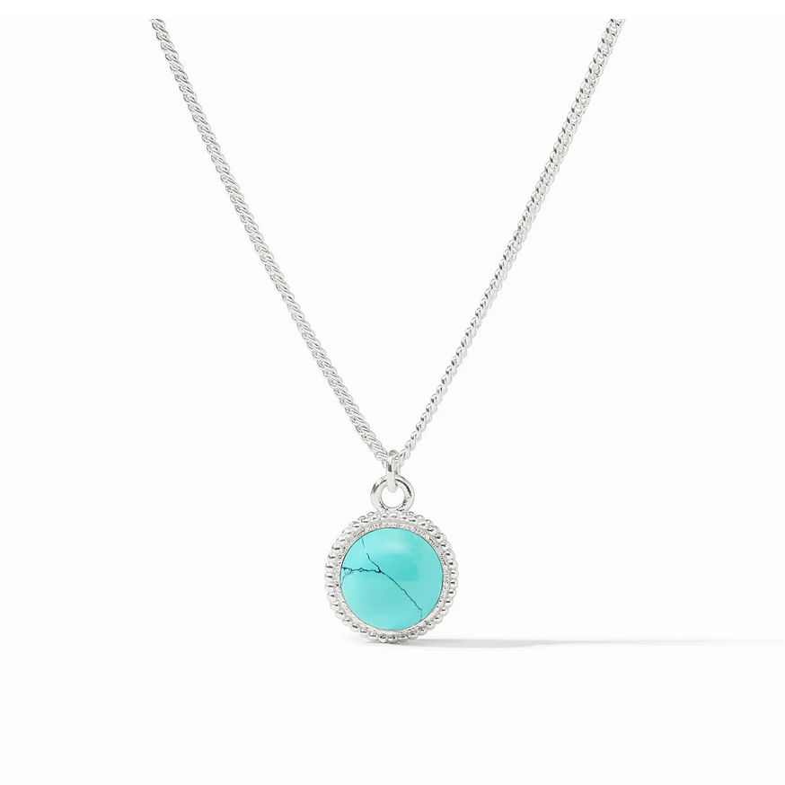 Fleur Silver & Turquoise Solitaire Necklace