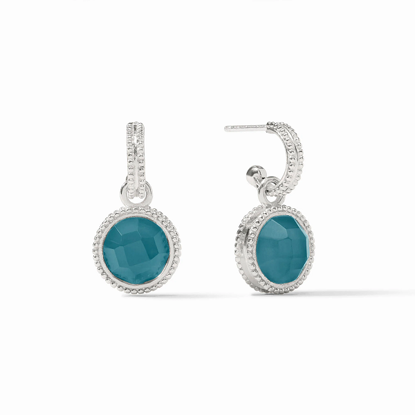 Julie Vos Fleur-de-Lis Hoop & Charm Earring in Iridescent Montana Blue
