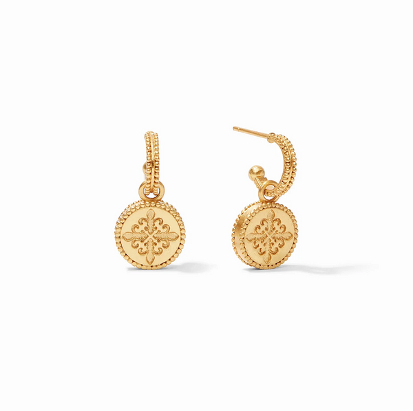 Julie Vos Fleur-de-Lis Pearl Hoop & Charm Earrings