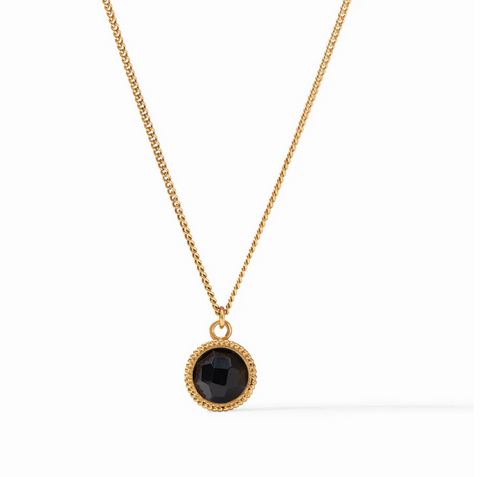 Julie Vos Fleur-de-Lis Obsidian Black Solitaire Necklace