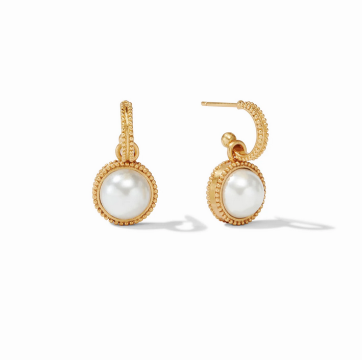 Julie Vos Fleur-de-Lis Pearl Hoop & Charm Earrings