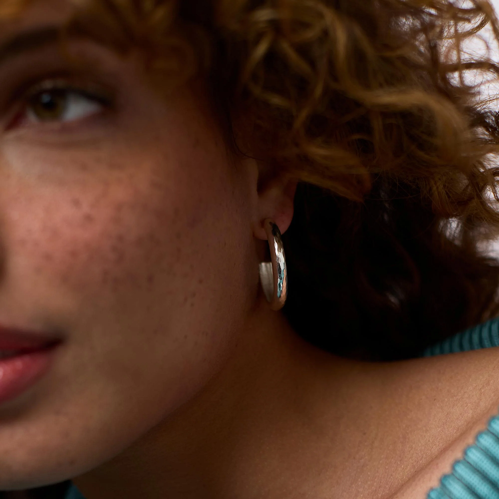 Havana Silver Hoop Earrings / Medium