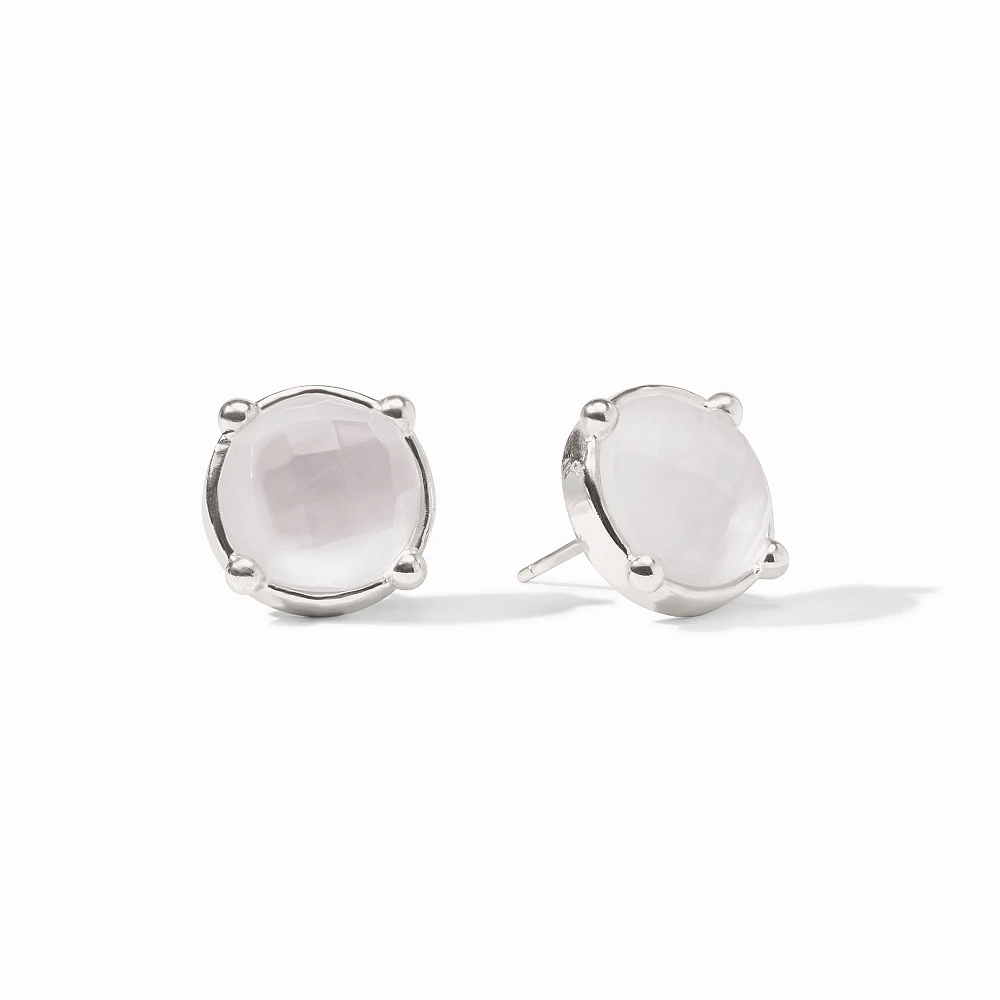 Honey Silver Stud Earring in Iridescent Clear Crystal