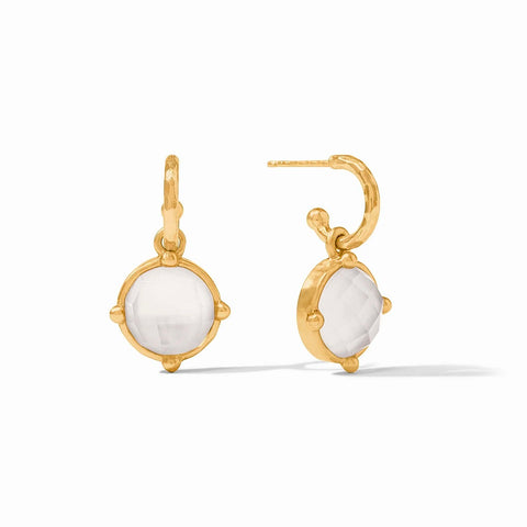 Julie Vos Honeybee Gold Hoop & Charm Earring in Iridescent Clear Crystal