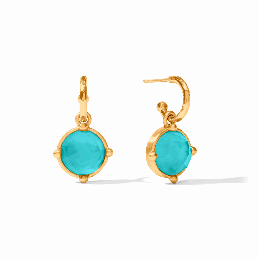 Julie Vos Honeybee Hoop & Charm Earring in Iridescent Bahamian Blue