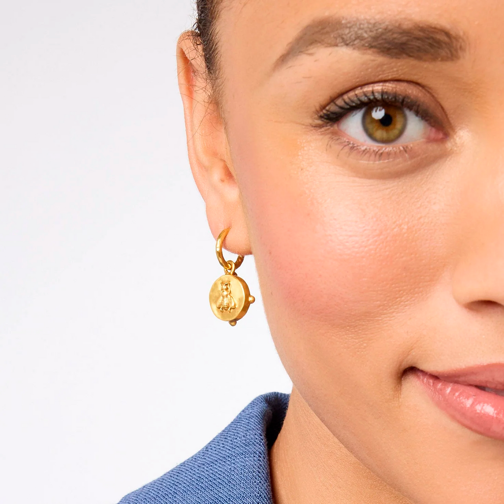 Julie Vos Honeybee Hoop & Charm Earring in Iridescent Bahamian Blue