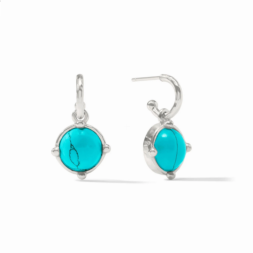 Honeybee Silver Hoop & Charm Earring in Turquoise