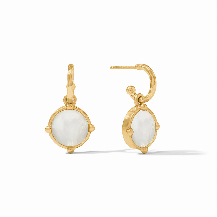 Julie Vos Honeybee Mother of Pearl Gold Hoop & Charm Earring