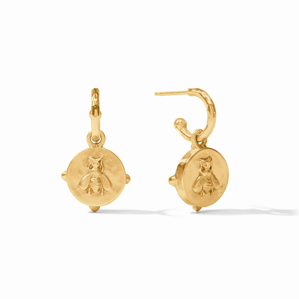 Julie Vos Honeybee Mother of Pearl Gold Hoop & Charm Earring