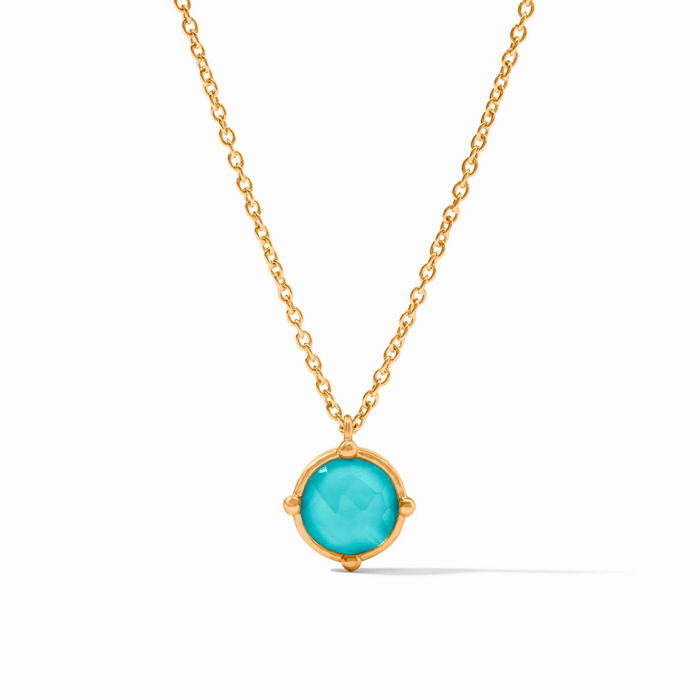 Honeybee Solitaire Necklace in Iridescent Bahamian Blue