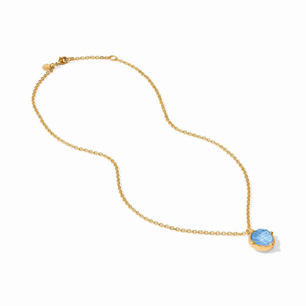 Honeybee Solitaire Necklace in Iridescent Bahamian Blue