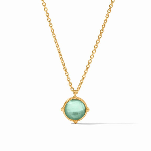 Julie Vos Honeybee Solitaire Necklace with Iridescent Aquamarine Blue Gemstone