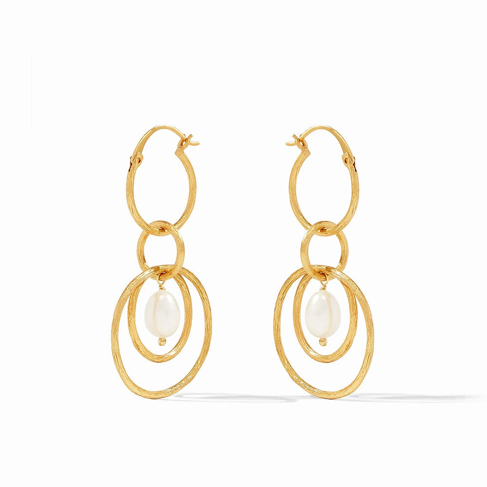 Julie Vos Jewelry Earrings 3-in-1 Gold Hoops Pearl Pearl