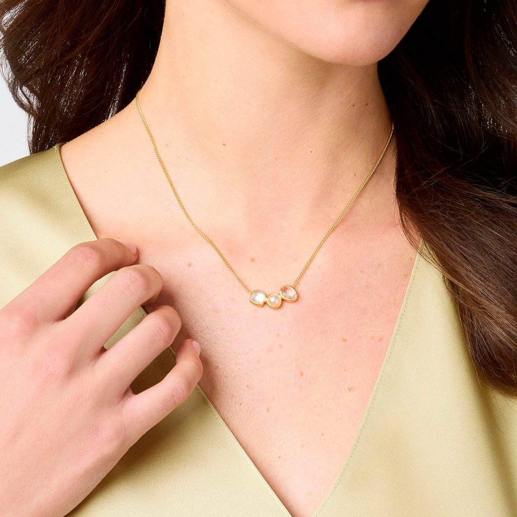 Julie Vos Kaleidoscope Delicate Necklace in Iridescent Clear Crystal