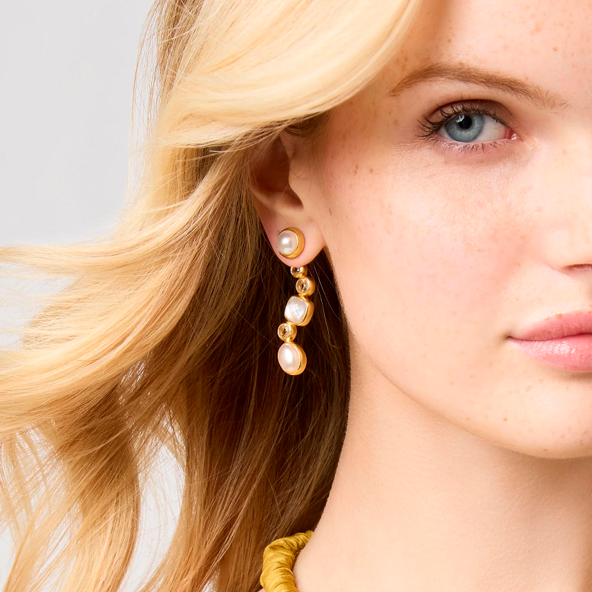 Julie Vos Kaleidoscope Jacket Earrings in Iridescent Clear Crystal