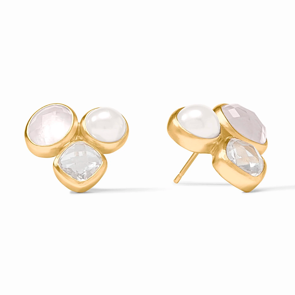 Julie Vos Kaleidoscope Statement Stud Earrings in Iridescent Clear Crystal