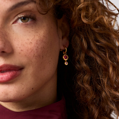 Julie Vos Rainbow Duo Hoop & Charm Earring in Champagne Radiance