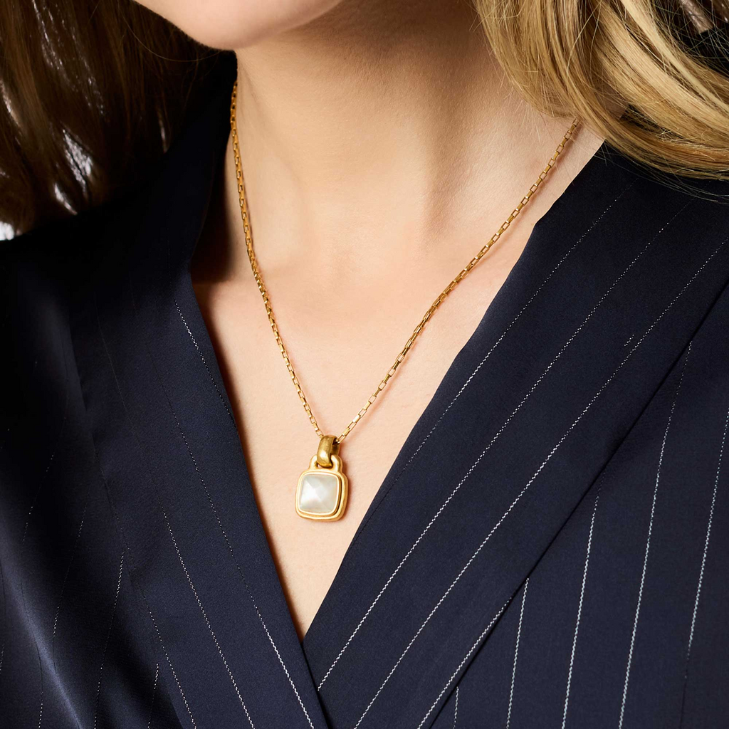 Julie Vos Sahara Solitaire Necklace / Iridescent Clear Crystal