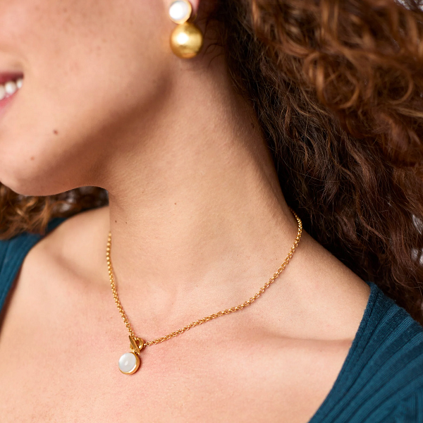 Julie Vos Solara Iridescent Clear Crystal Solitaire Necklace