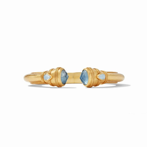 Julie Vos Jewelry Cannes Gold Demi Cuff with Iridescent Chalcedony Blue Stones