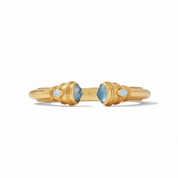 Cannes Gold Demi Cuff with Iridescent Chalcedony Blue Stones