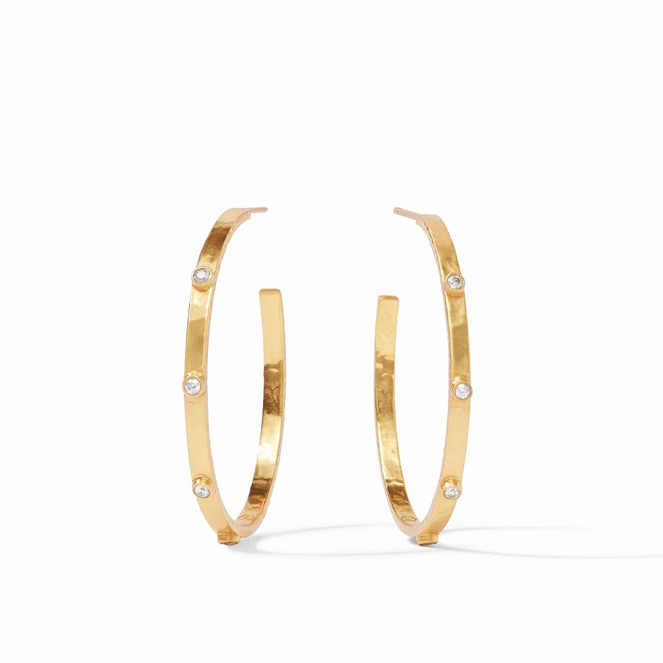Crescent Medium Stone Hoop with Cubic Zirconia