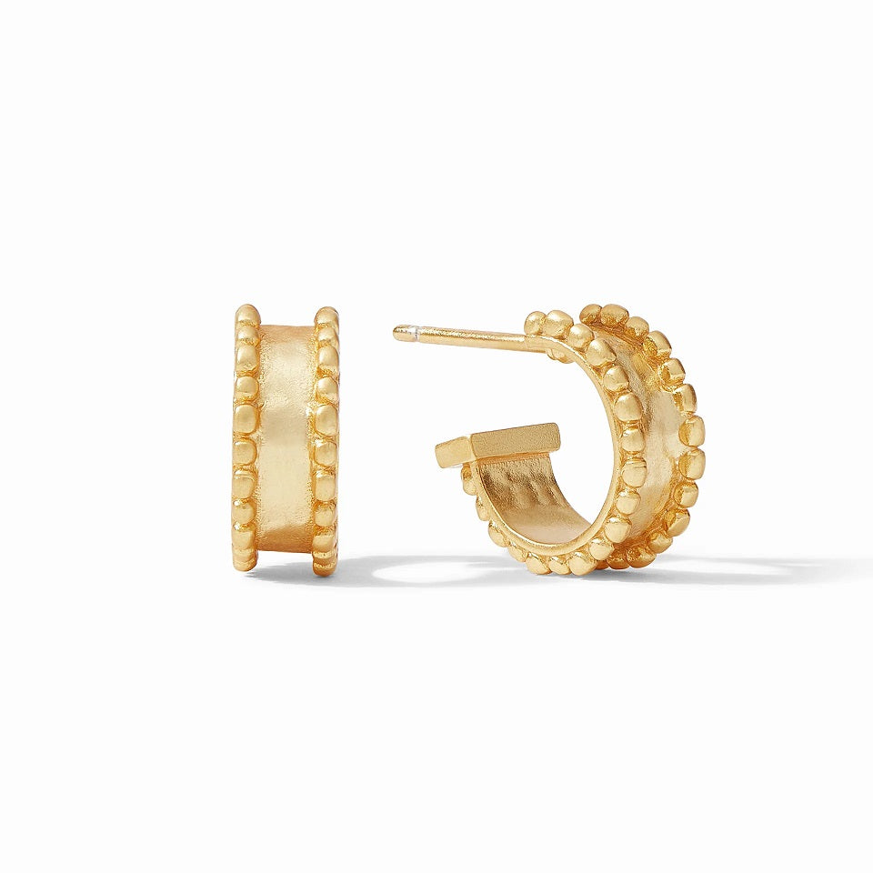 Marbella Gold Hoop & Charm Earrings with Peacock Stone