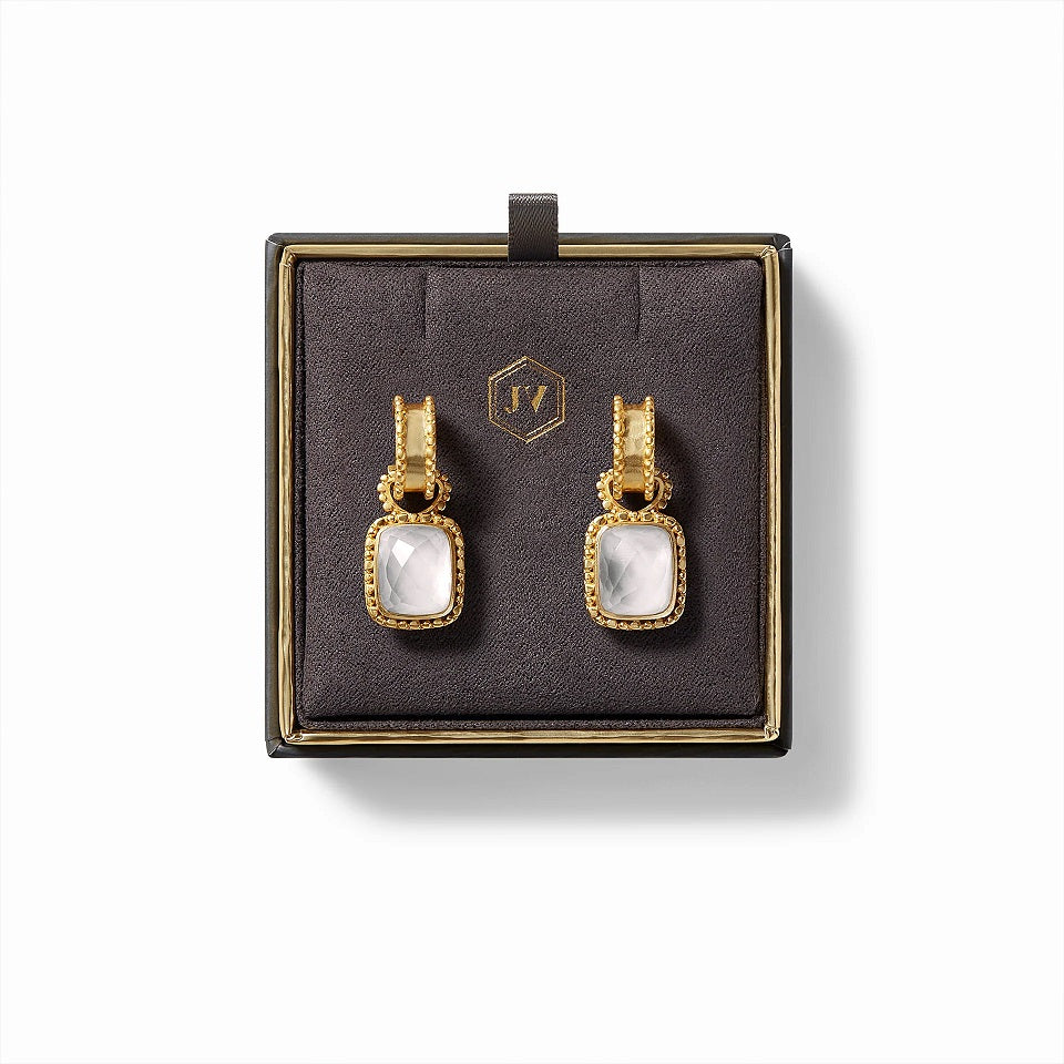 Marbella Gold Hoop & Charm Earrings with Peacock Stone