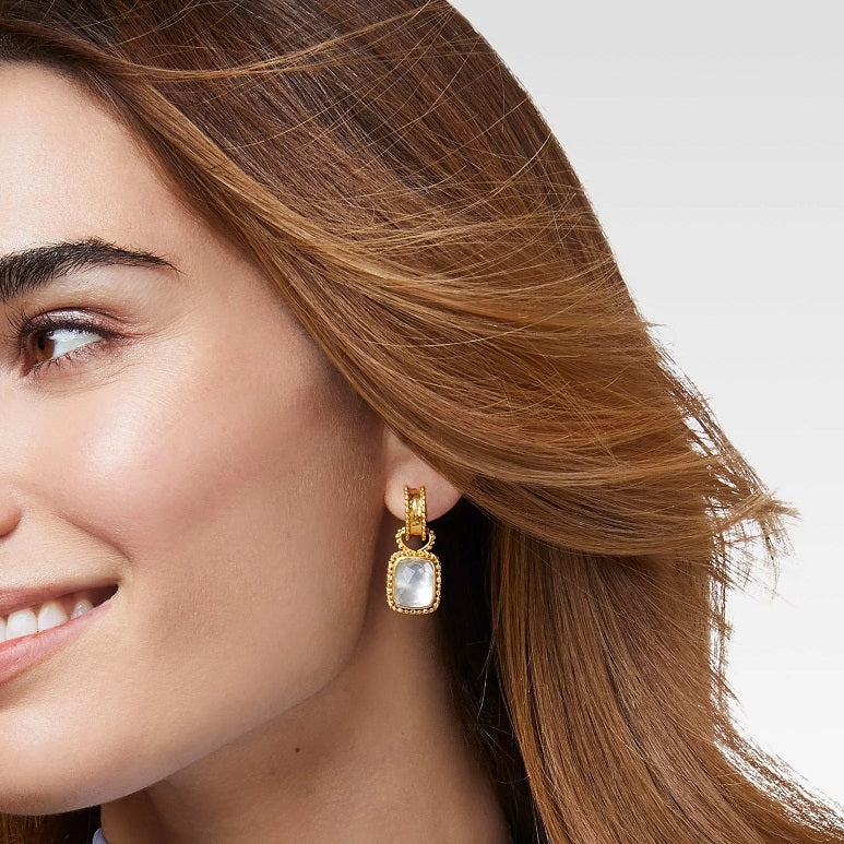 Marbella Gold Hoop & Charm Earrings with Peacock Stone