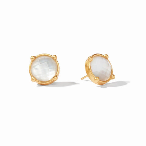 Gold Honey Iridescent Clear Crystal Stud Earring