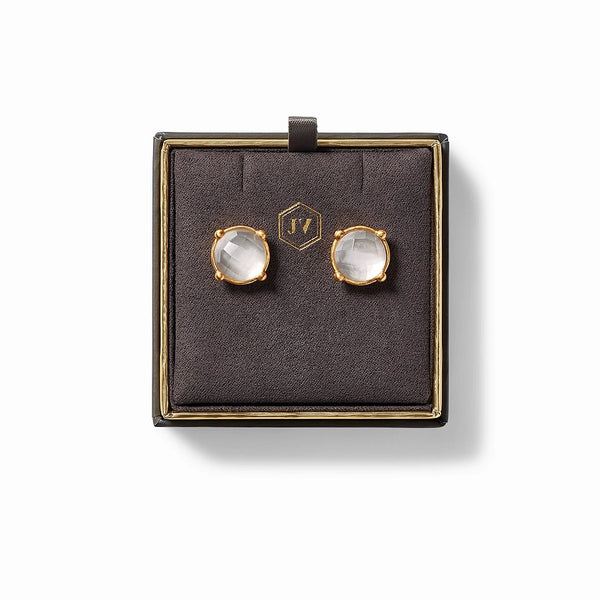 Gold Honey Iridescent Clear Crystal Stud Earring