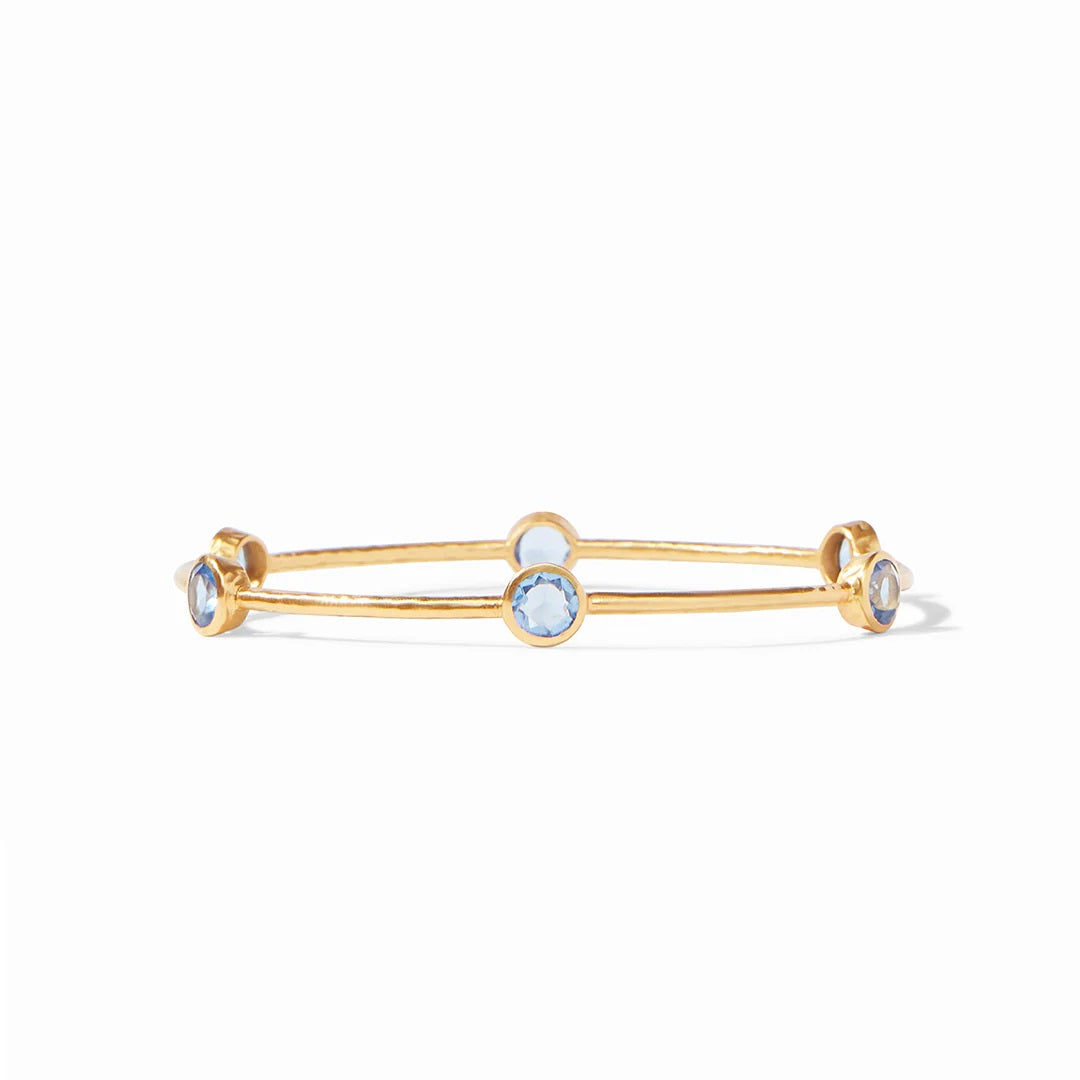 Milano Gold Bangle with Chalcedony Blue Stones