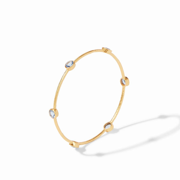 Milano Gold Bangle with Chalcedony Blue Stones