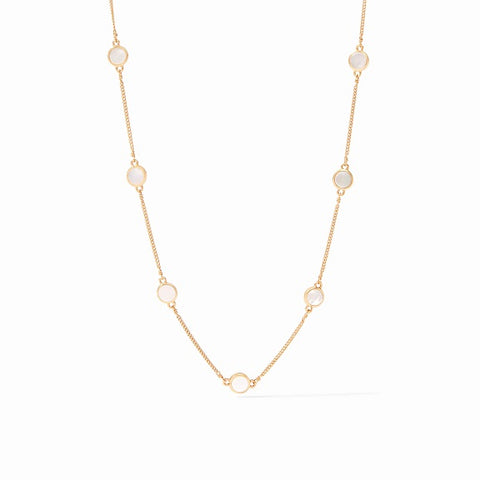 Valencia Delicate Gold Station Necklace with Mother of Pearl