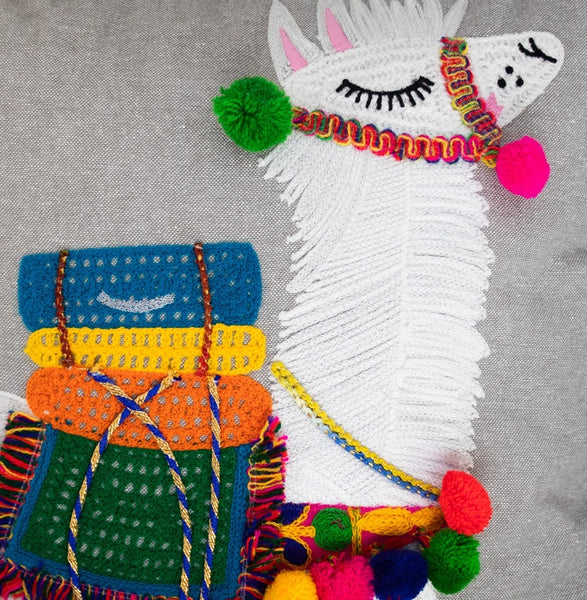 Embroidered Llama Accent Pillow
