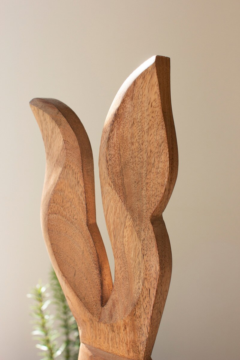 Carved Wooden Rabbit on Stand