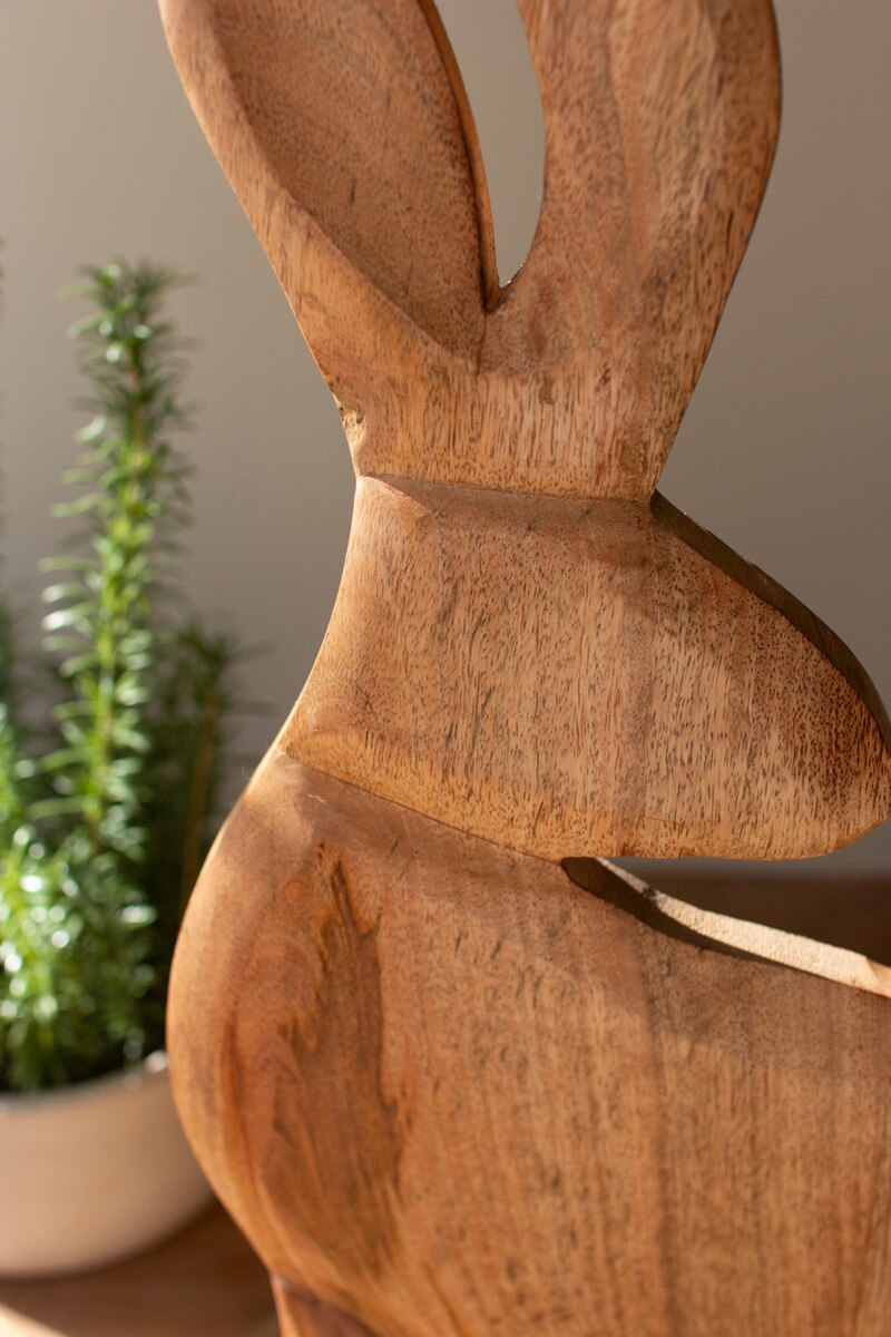 Carved Wooden Rabbit on Stand